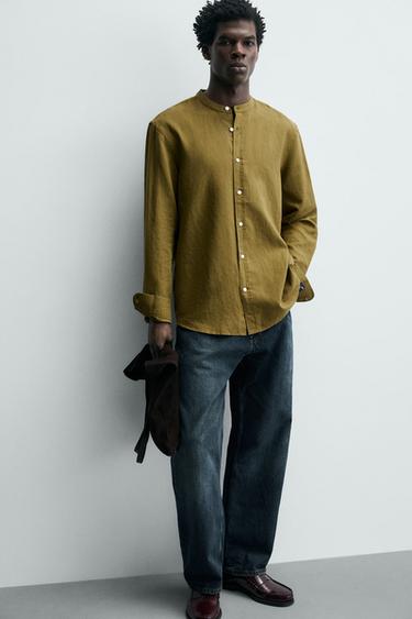 CHEMISE EN LIN ET COTON - Vert olive de Zara - Image 5