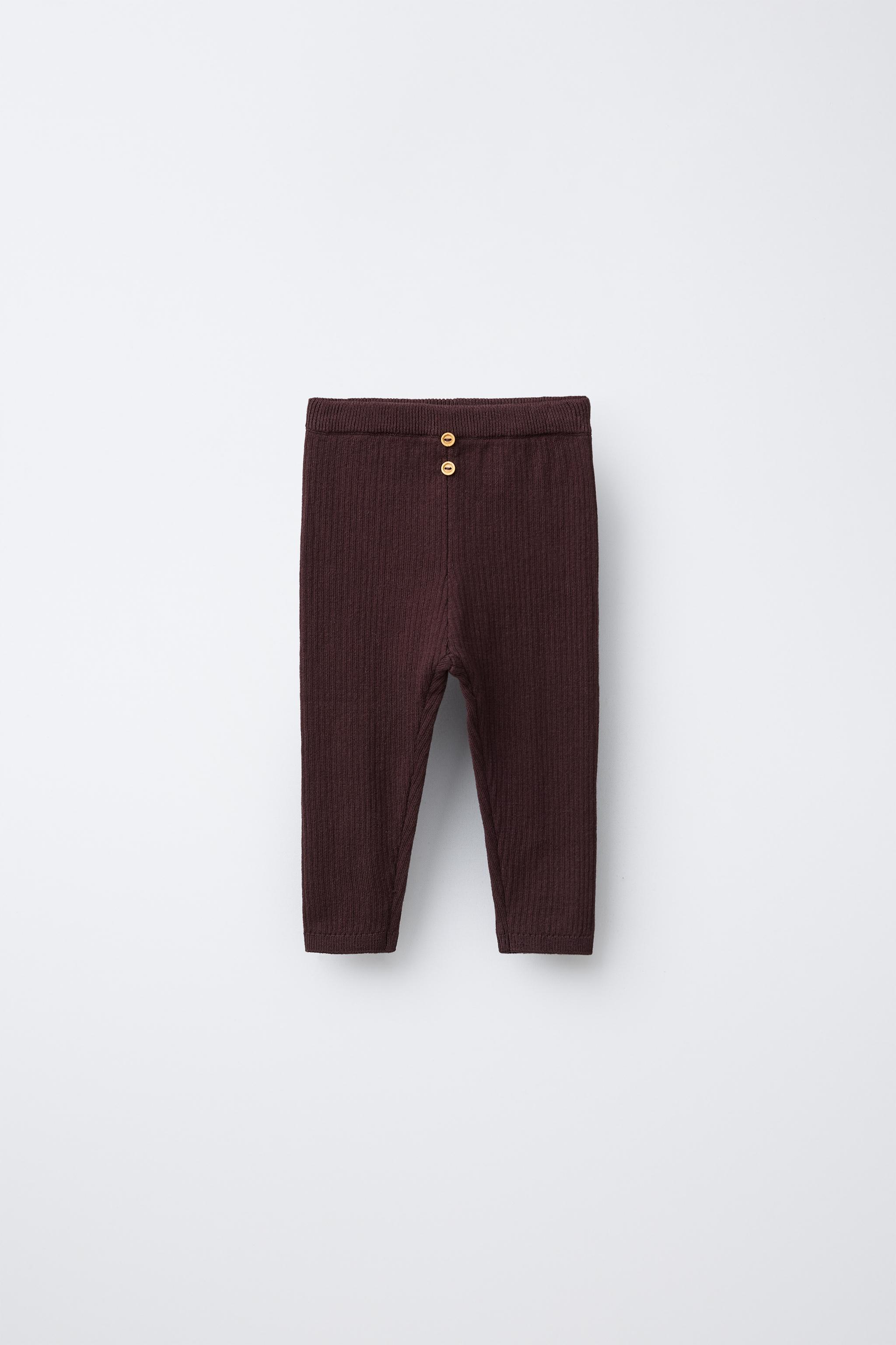 RIBBED LEGGINGS WITH BUTTONS Sand Marl ZARA India