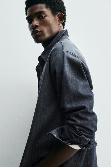 WASHED DENIM SHIRT - Blue by Zara - Image 4