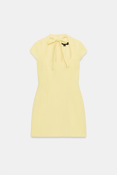 ROBE COURTE AVEC NŒUD - Jaune de Zara - Image 1