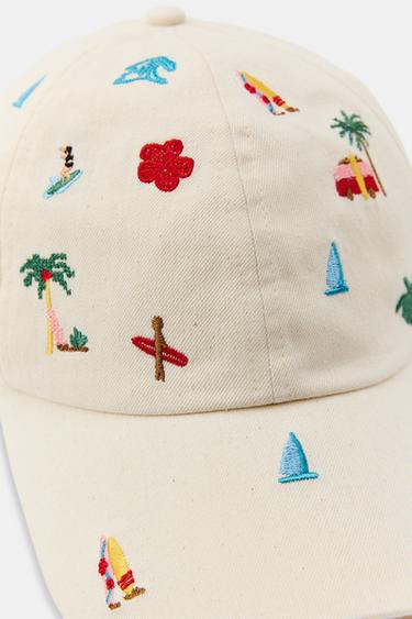100% COTTON EMBROIDERED SUMMER CAP - Ecru by Zara - Image 2