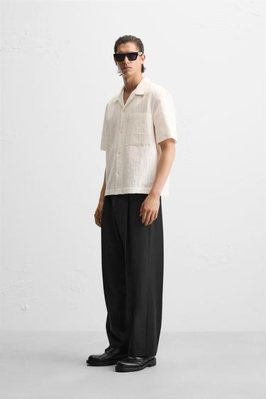 CHEMISE EN JACQUARD À RAYURES - Blanc de Zara - Image 3