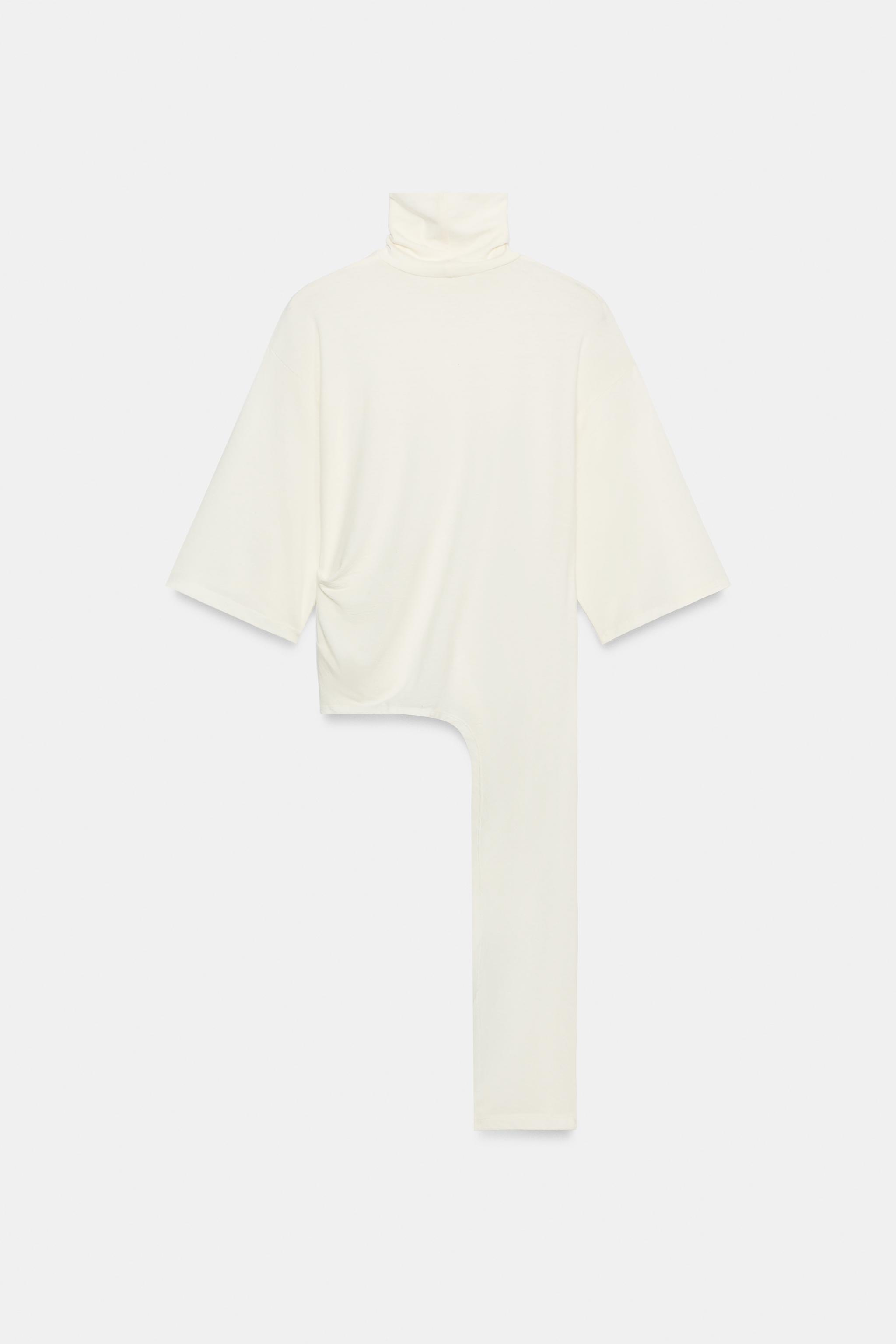 ASYMMETRIC GATHERED T-SHIRT