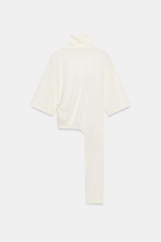 TOP ASYMÉTRIQUE AVEC PLIS - Écru de Zara - Image 7