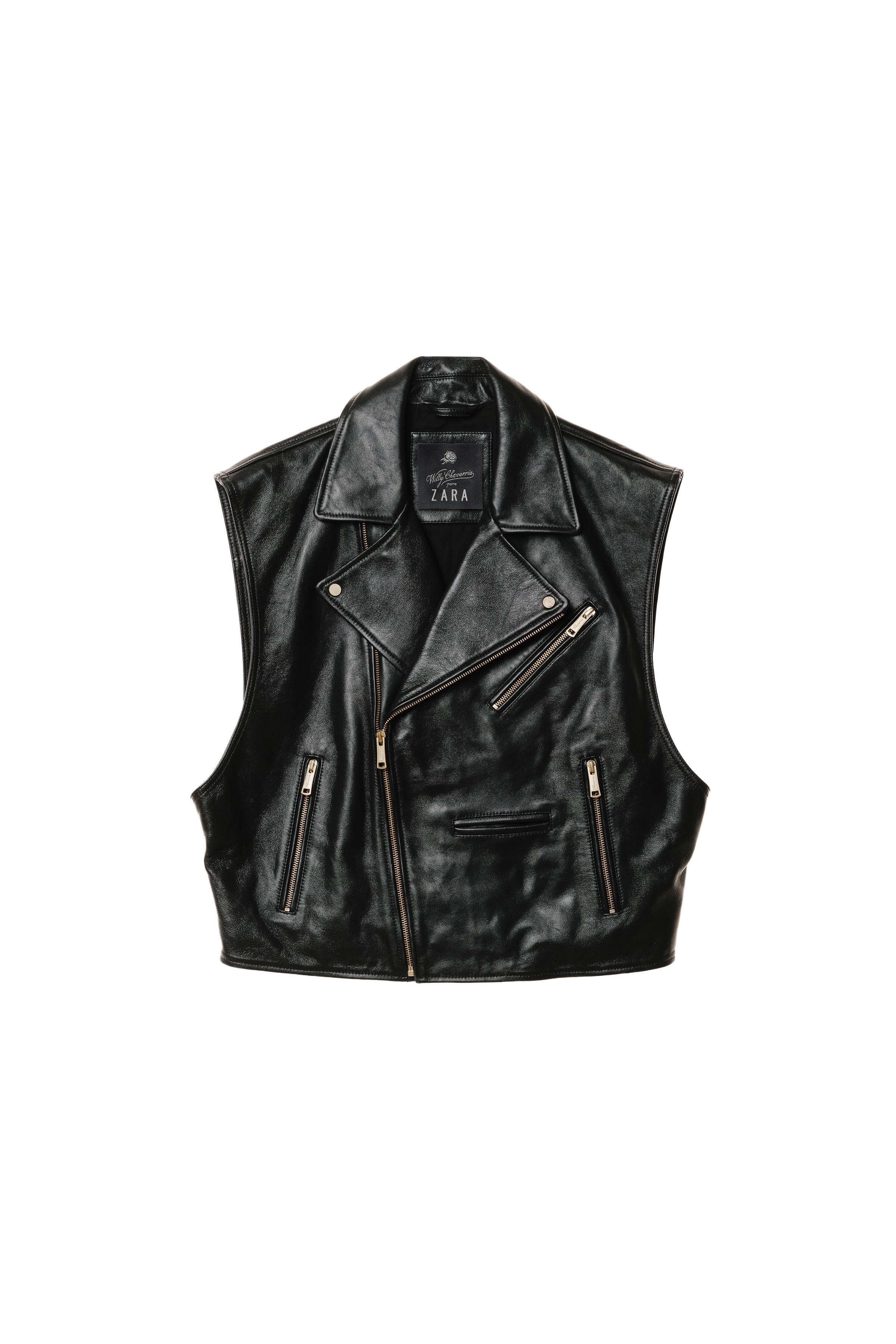 【新品!!】ZARA Oversized Riders Vest S-M BLK LEATHER BIKER VEST WILLY CHAVARRIA X ZARA - Black | ZARA United States