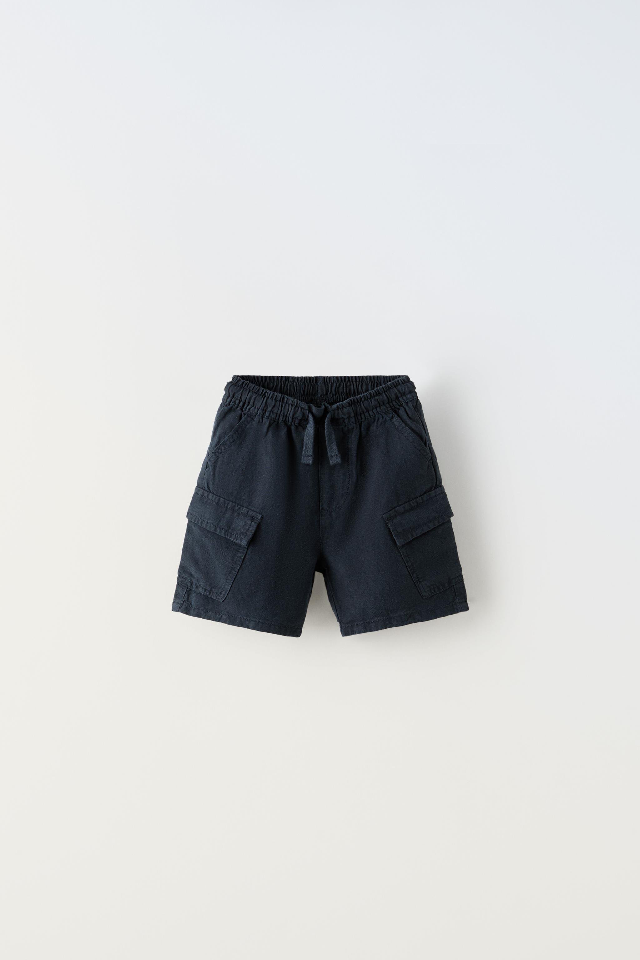 CARGO LINEN BLEND BERMUDA SHORTS