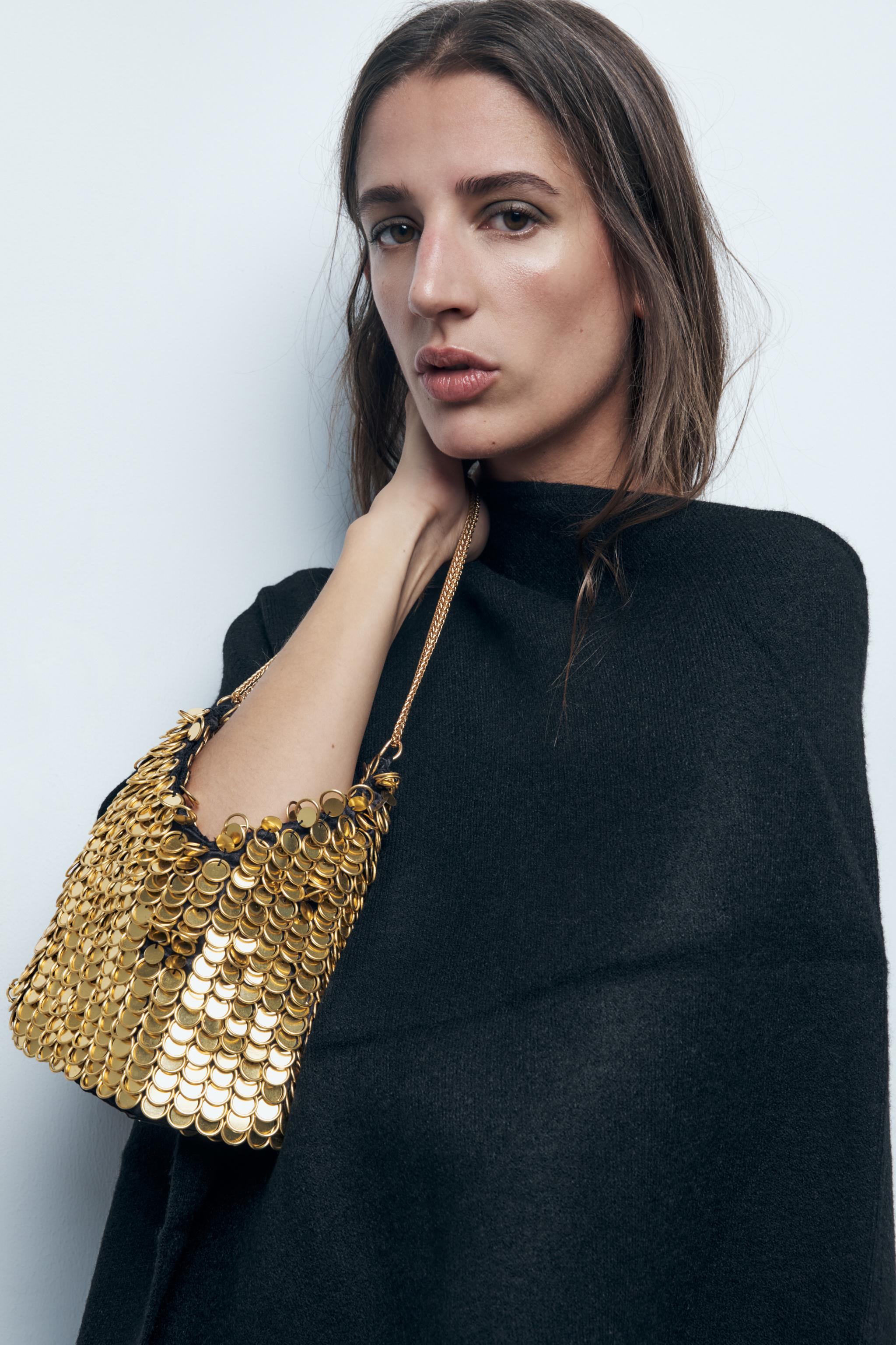 Zara cheap gold bag