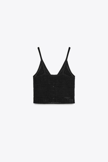 STRAPPY KNIT CROP TOP - Black by Zara - Image 4