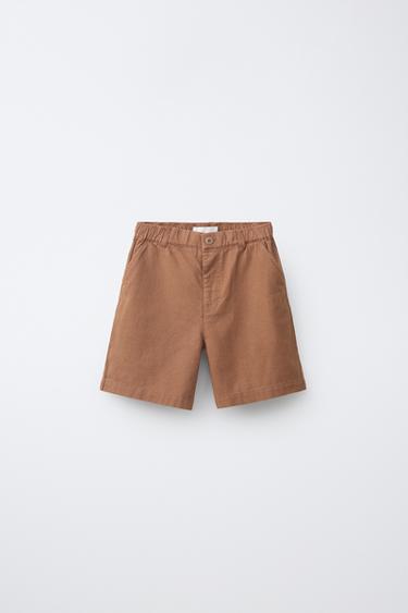 SHORT EN COTON ET LIN - Caramel de Zara