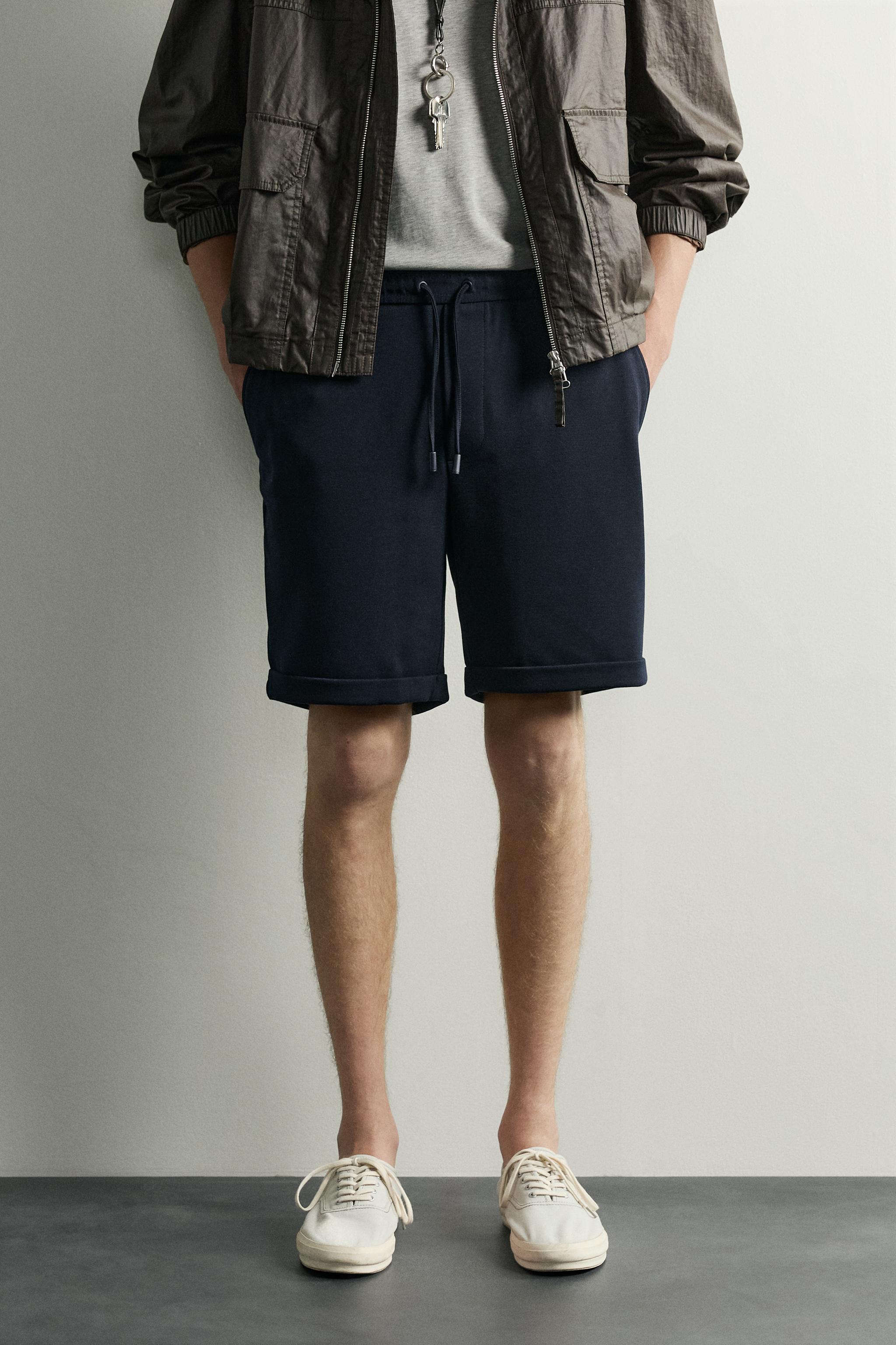 COMFORT REGULAR FIT SHORTS — Navy marl