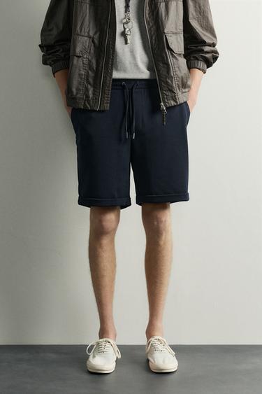 COMFORT REGULAR FIT BERMUDA SHORTS - Navy marl by Zara