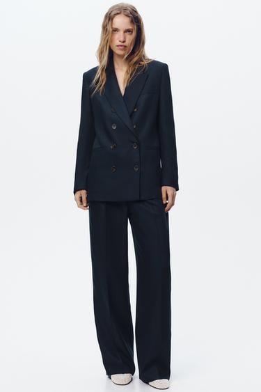 DOUBLE-BREASTED BLAZER WITH ELBOW PATCHES - Navy blue by Zara - Image 0