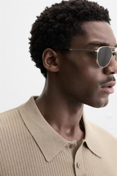 RIB KNIT POLO SHIRT - Beige by Zara - Image 5