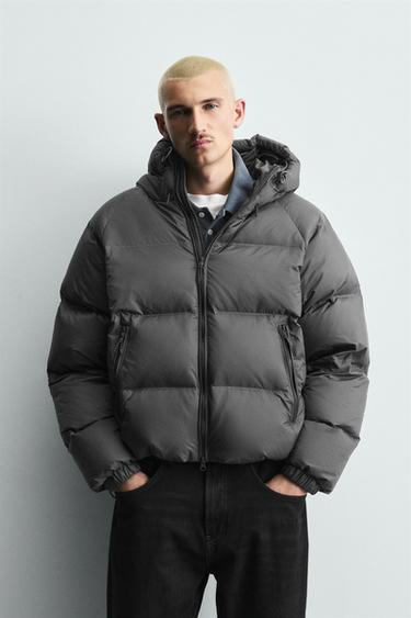 100% FEATHER WATER-REPELLENT PUFFER JACKET - khaki by Zara