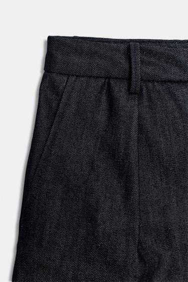 SHORT EN JEAN À PINCES ZW COLLECTION - Bleu de Zara - Image 4