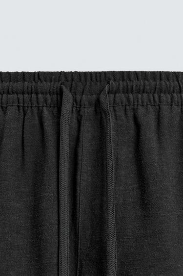 VISCOSE/LINEN RELAXED FIT BERMUDA SHORTS - Black by Zara - Image 8