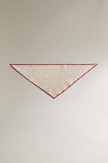 CHECK LINEN AND COTTON PET BANDANA - Light beige by Zara - Image 1
