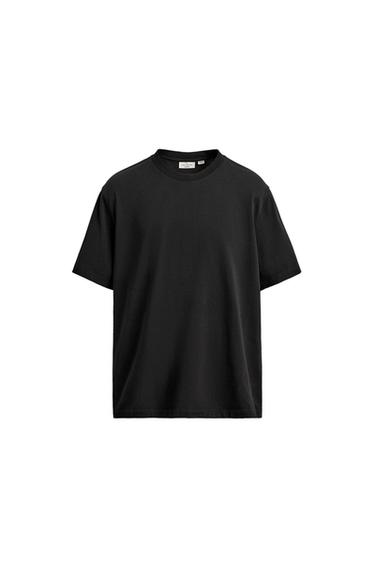 Zara MEDIUM WEIGHT REGULAR FIT ORIGINS T-SHIRT - Black