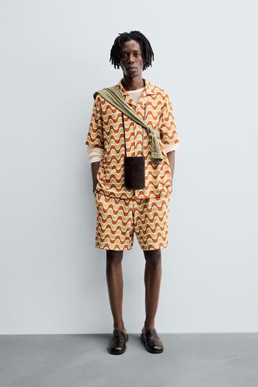 BERMUDA JACQUARD GEOMÉTRICO - laranja-verde da Zara - Imagem 0