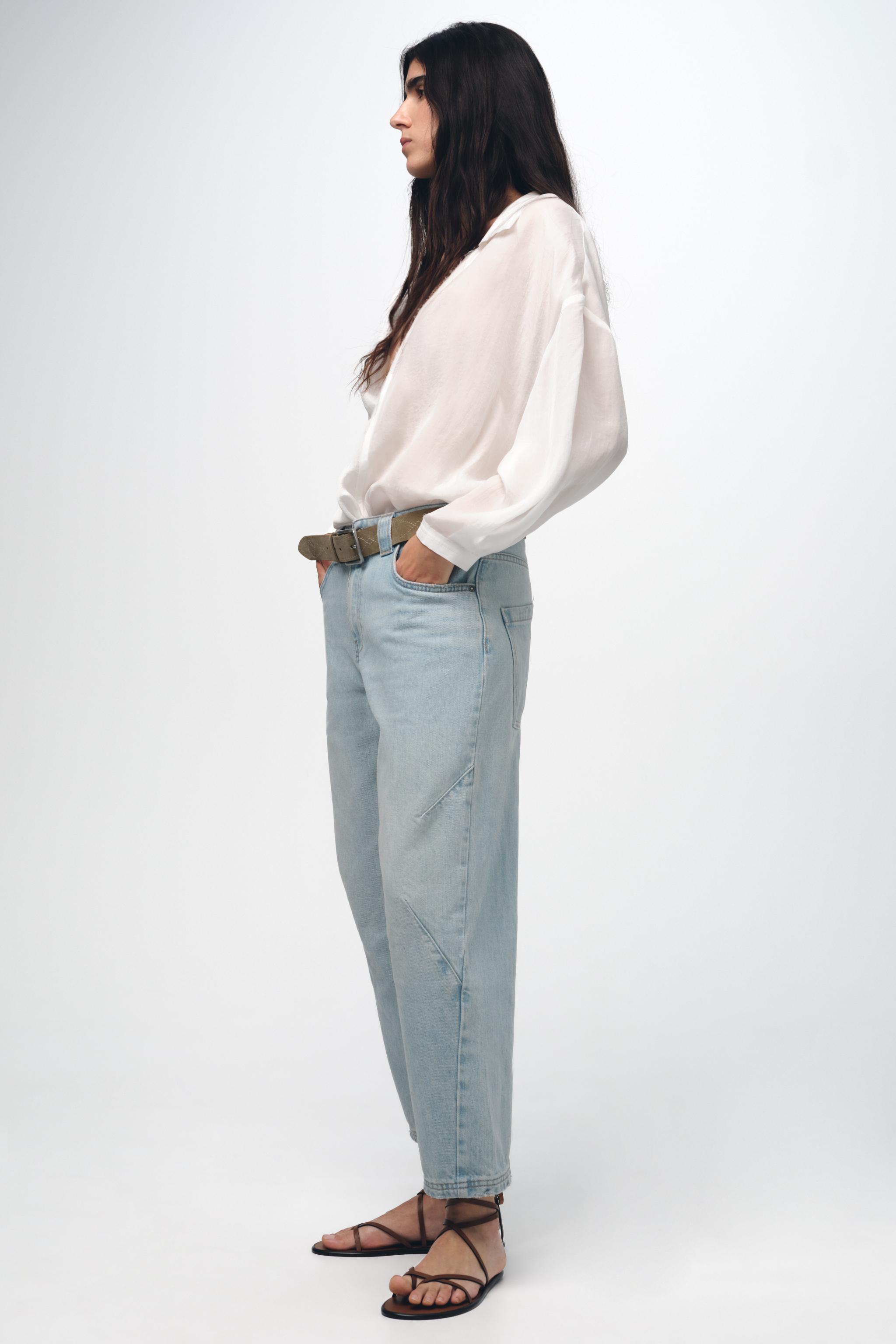 BARREL LEG CROPPED MID WAIST JEANS ZW COLLECTION