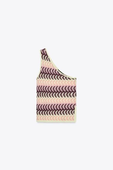 TOP ASYMÉTRIQUE EN MAILLE TEXTURÉE - Multicolore de Zara - Image 4
