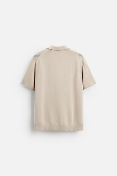 ARGYLE JACQUARD KNIT POLO SHIRT - Light beige by Zara - Image 6