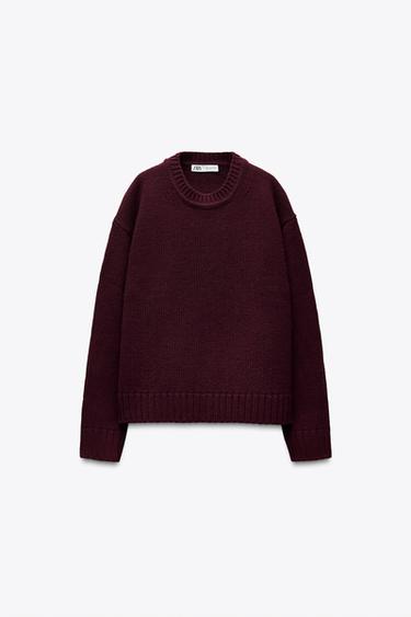PULL EN MAILLE UNIE - Bordeaux de Zara