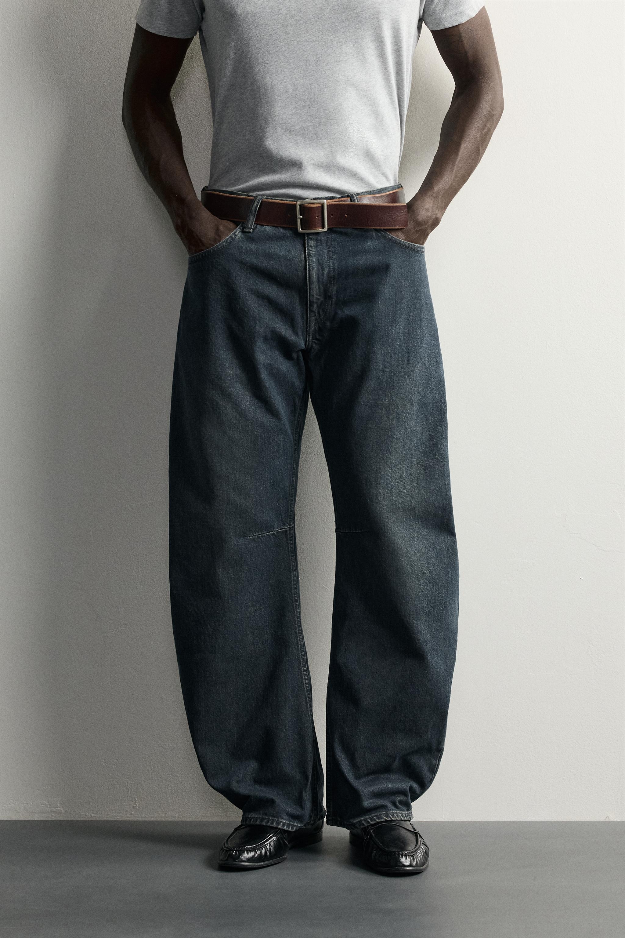 STRAIGHT BARREL FIT JEANS — Blue