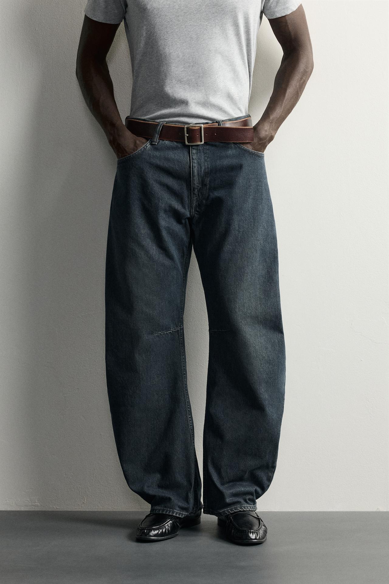 STRAIGHT BARREL FIT JEANS — Blue