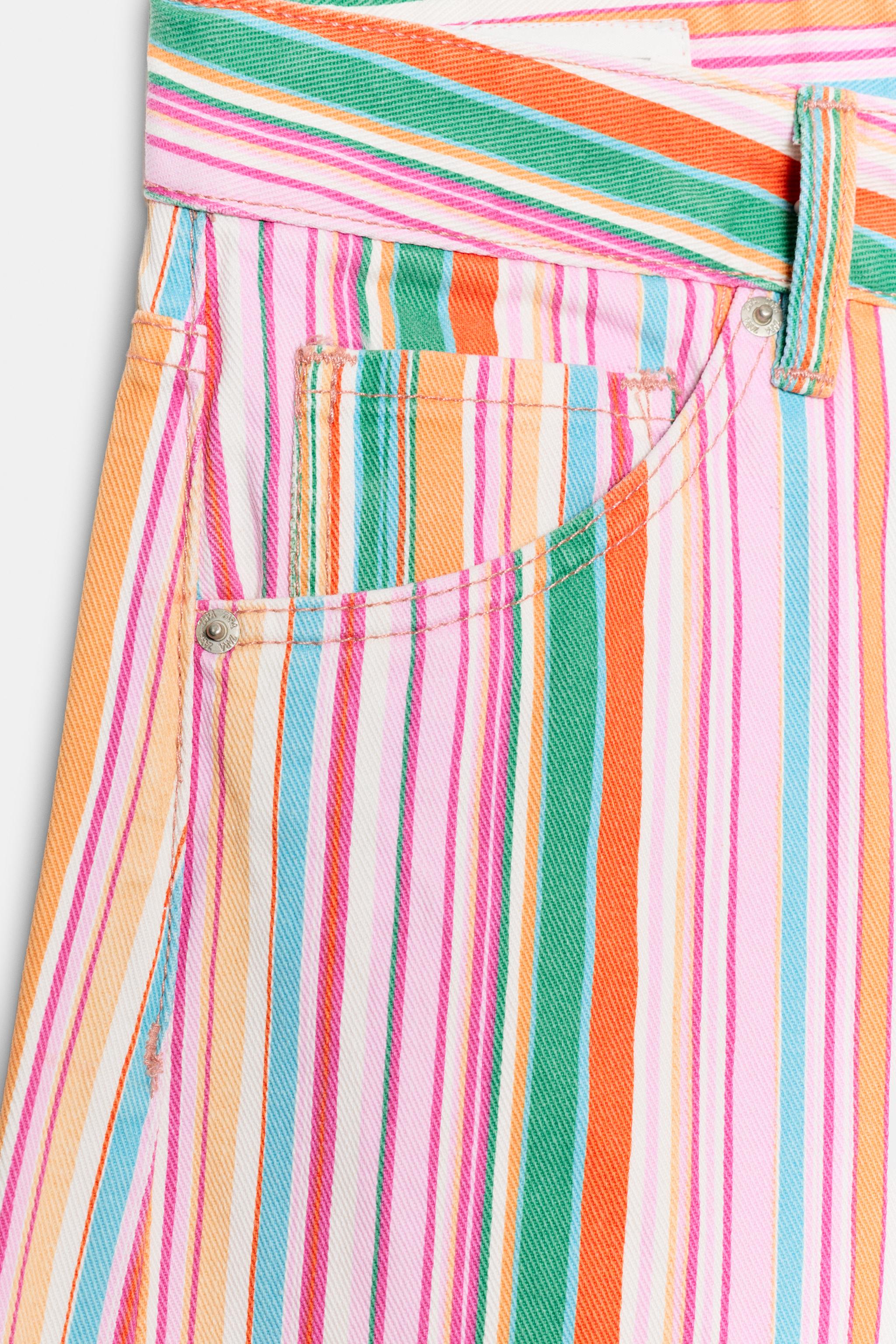 Женские джинсы Zara TRF MID-RISE STRIPED BAGGY JEANS — фото 7
