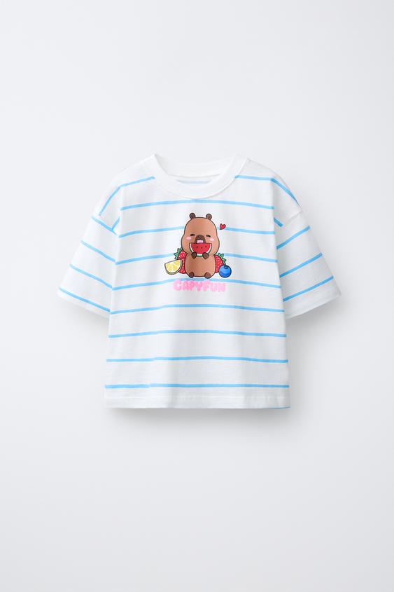 CAMISETA RAYAS CAPIBARA CAPYFUN © - Blanco de Zara - Imagen 0
