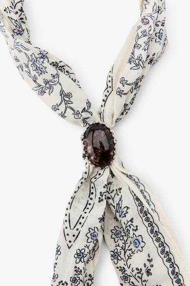 BANDANA IMPRIMÉE COTON PIERRE - Écru de Zara - Image 3
