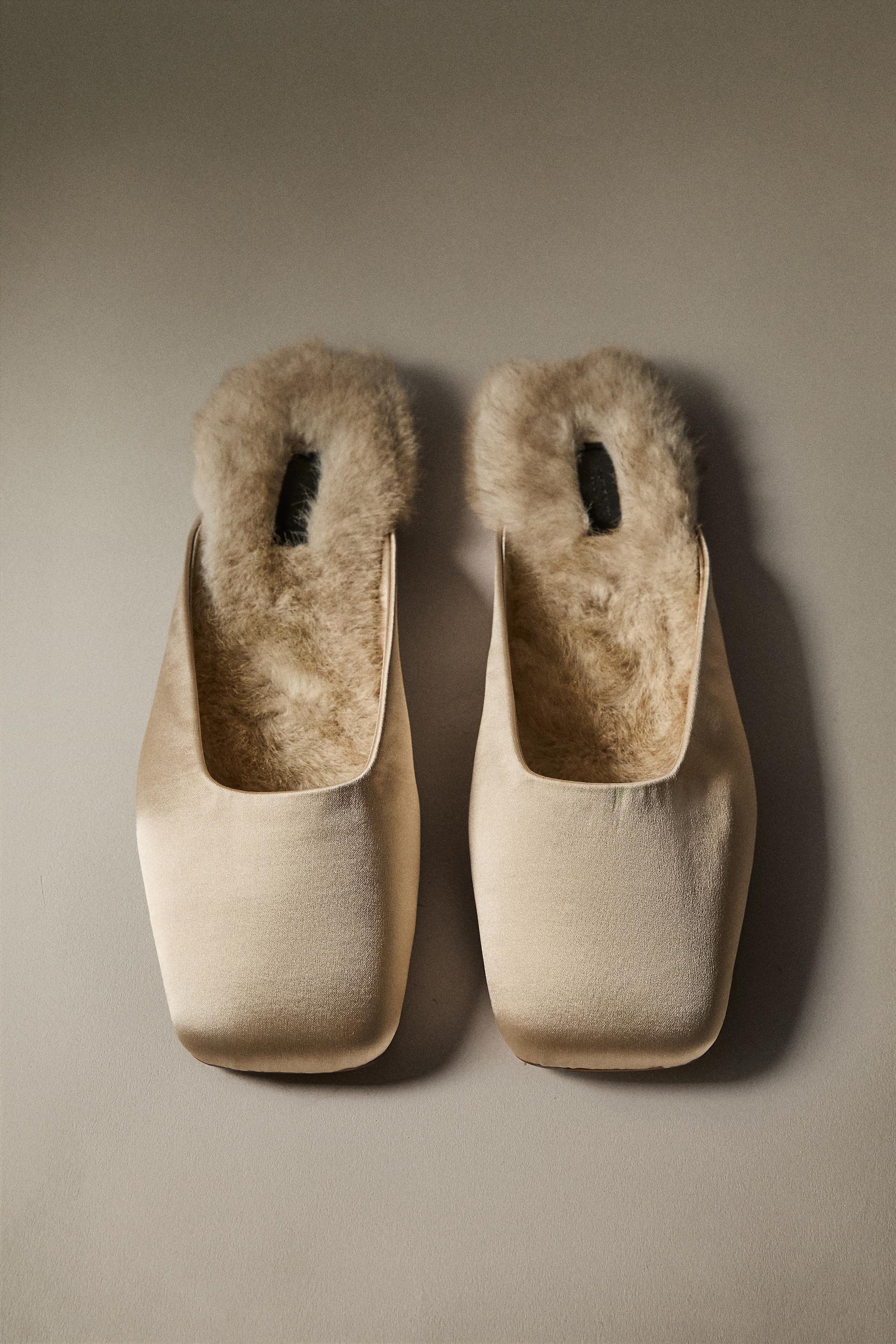 WARM SATEEN MULE SLIPPERS - Off White | ZARA United States