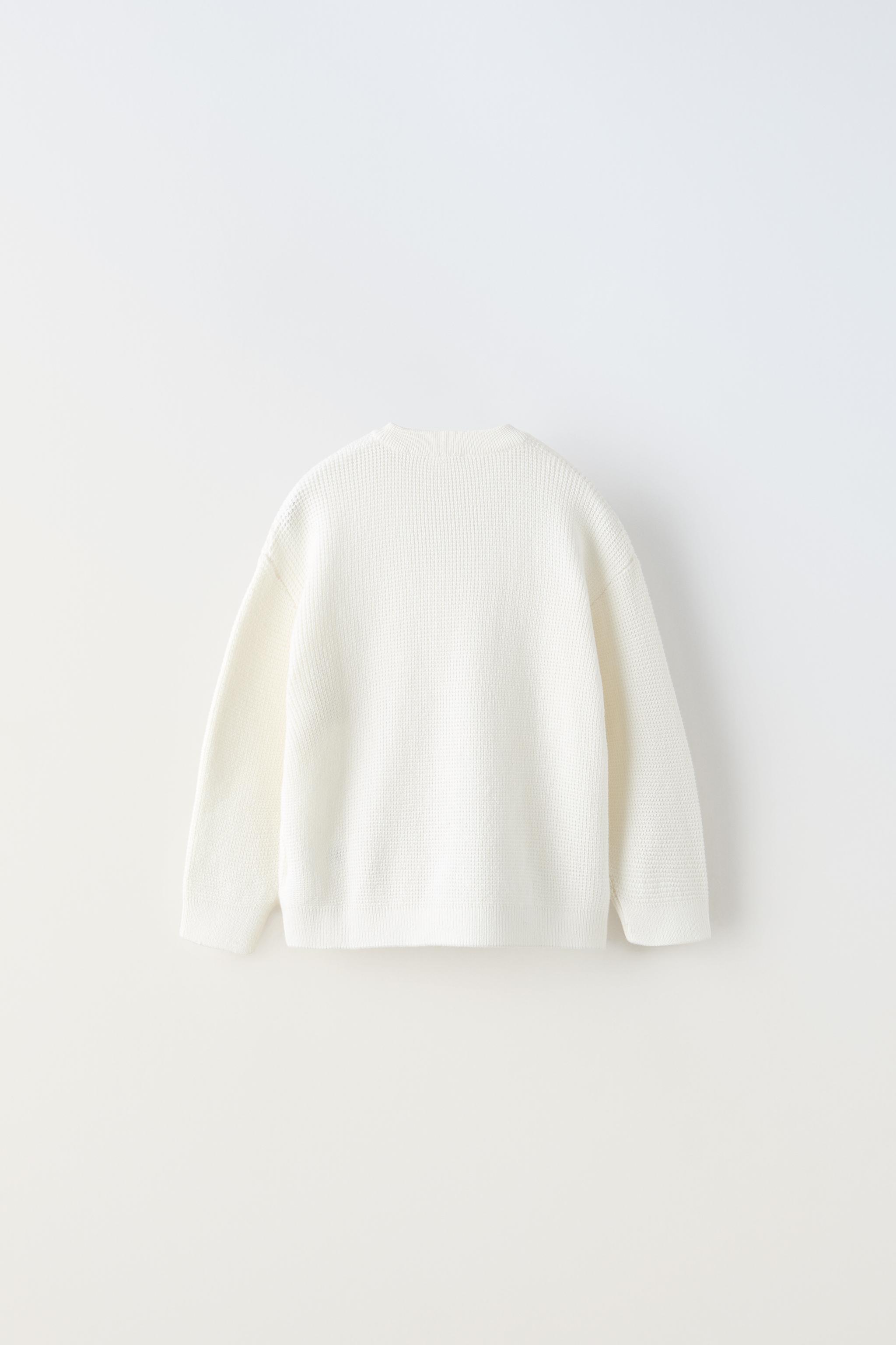 WAFFLE KNIT SWEATER - Oyster-white | ZARA United States