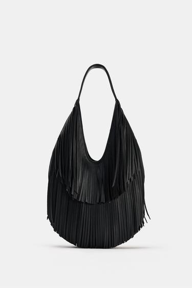 BOLSO SHOPPER FLECOS - Negro de Zara
