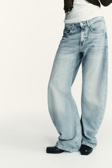 TRF SHIFTED SEAM LOW WAIST JEANS - Light blue by Zara