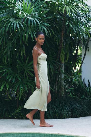 VESTIDO ESTILO LINGERIE ACETINADO - Menta da Zara