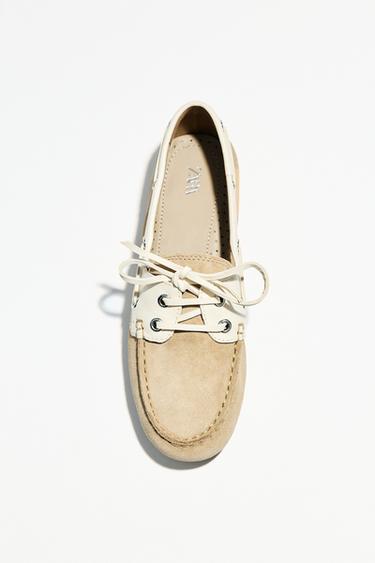 MOCASSINS COMBINATS CORDONS ANT - Blanc Cru de Zara