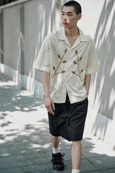 Zara 休閒版泡泡紗短褲 - 黑色
