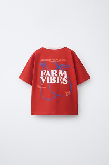 T-SHIRT IMPRIMÉ POIRES - Rouge de Zara - Image 1