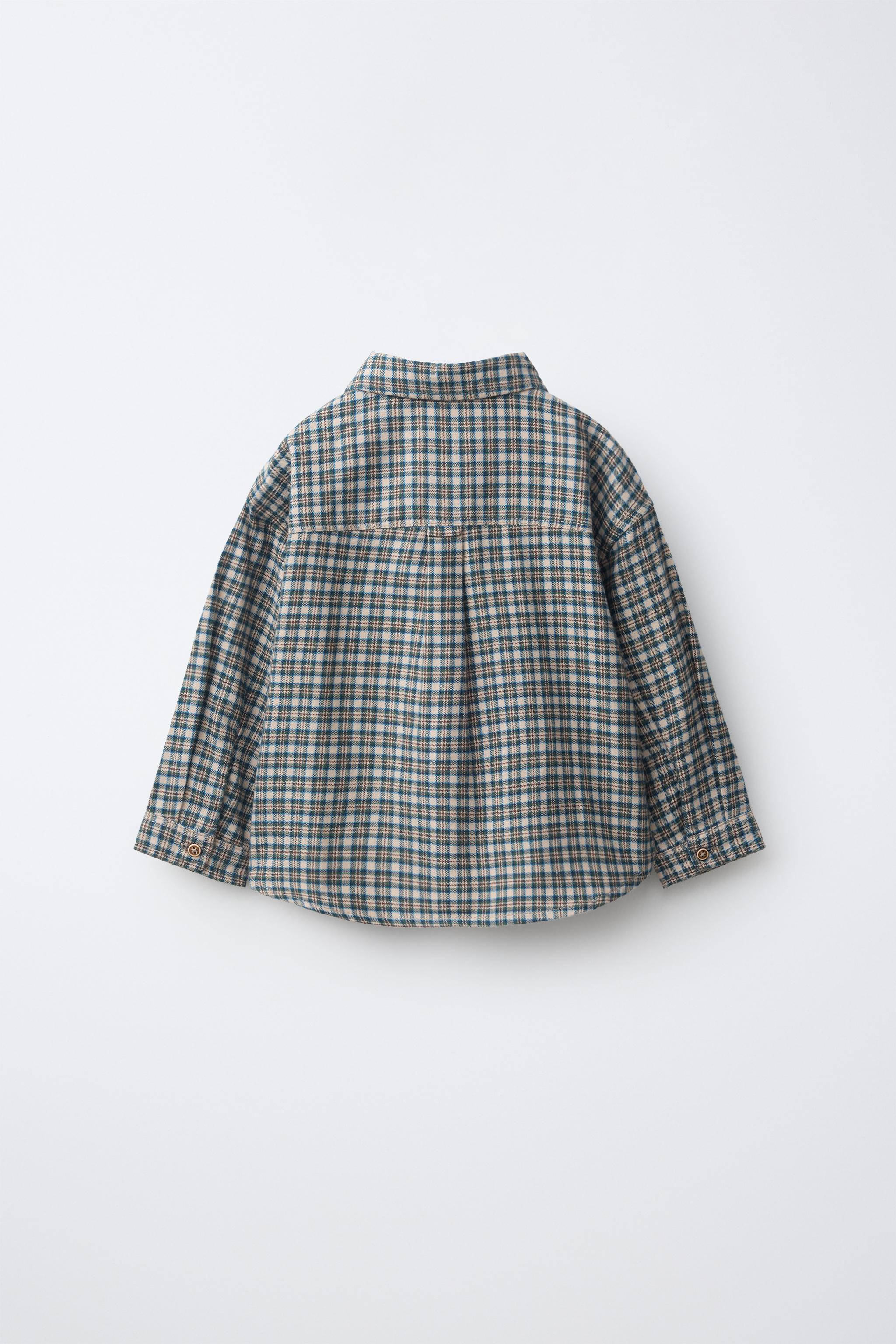 PLAID EMBROIDERED TEXT SHIRT — Mid-green