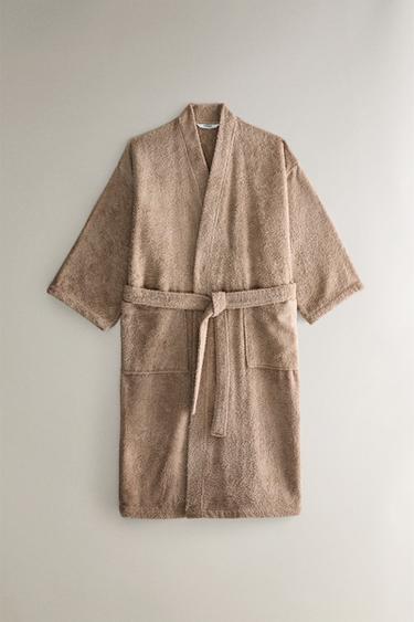 HIGH QUALITY COTTON BATHROBE (420 GXM²) - Dark beige by Zara