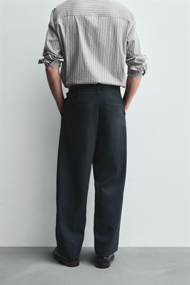 LYOCELL-COTTON BALLOON FIT TROUSERS - Mid-blue by Zara - Image 2