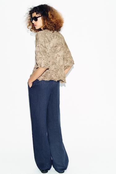 CRINKLE-EFFECT KNIT JUMPER - camel by Zara - Image 5