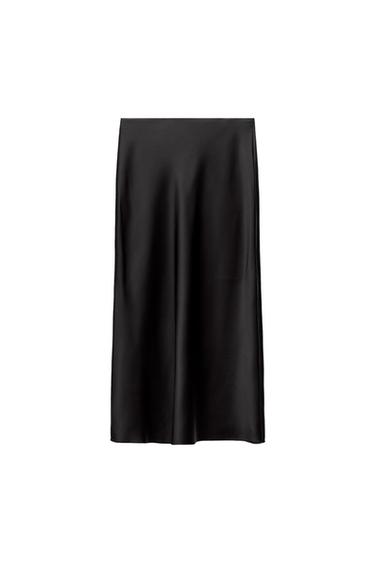 SATIN MIDI SKIRT - Black by Zara - Image 7