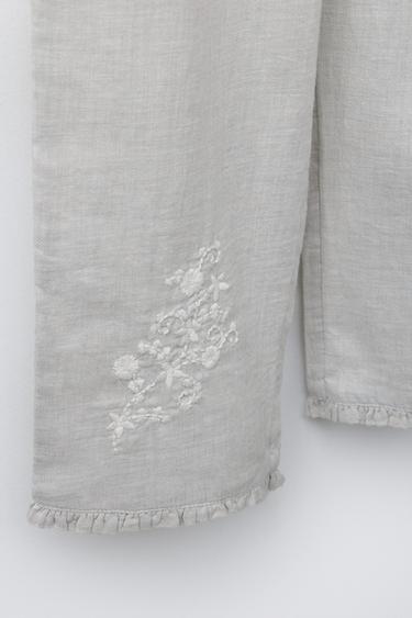 AGES 6-14 / EMBROIDERED FLOWER PYJAMAS - Grey marl by Zara - Image 7