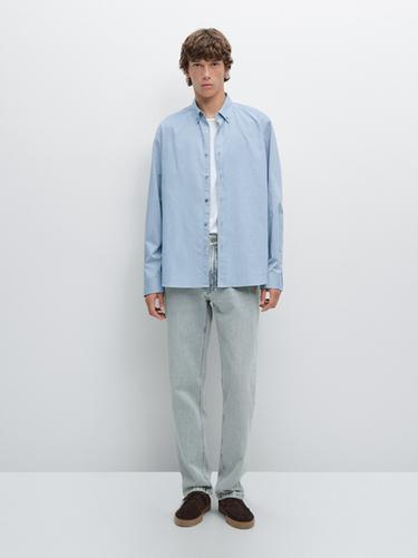 Zara Soft regular fit melange shirt - Blue - Image 0