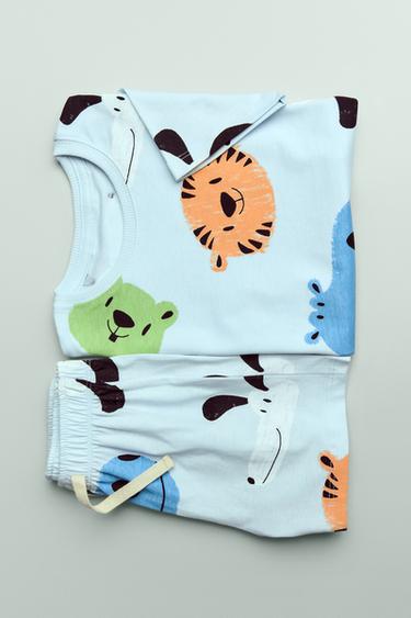 Zara AGES 2-6/ ANIMAL PRINT PAJAMAS - Blue