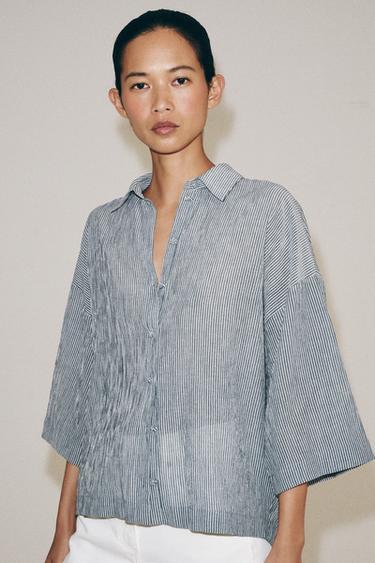 ZW COLLECTION SHORT SLEEVE SHIRT - Navy blue by Zara