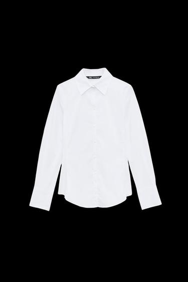 CAMISA ENTALLADA POPELÍN - Blanco de Zara - Imagen 0